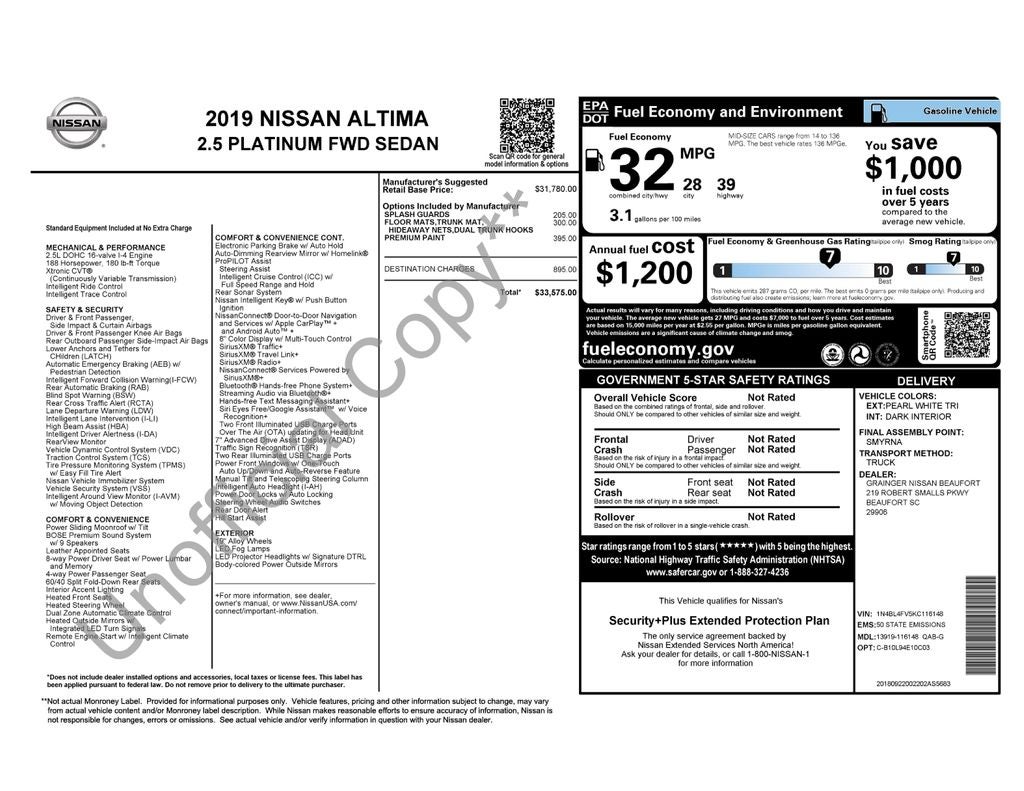 2019 Nissan Altima 2.5 Platinum
