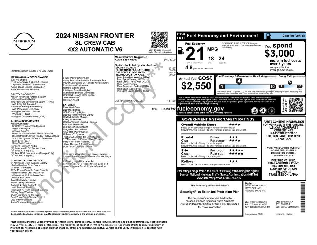 2024 Nissan Frontier Crew Cab SL 4x2